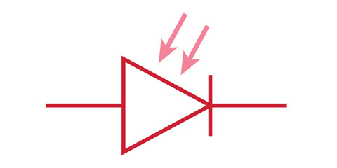 Symbolic representation of photodiode symbol. Vector illustration isolated on white background.