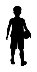 boy with ball silhouette on white background icon illustration on transparent background