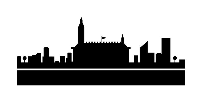 recommend clip art: Copenhagen detailed skyline icon illustration on transparent background