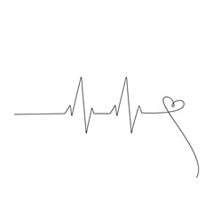 Cardiogram sign, medical icon. Heartbeat vector. Line continuous drawing. Hand drawn heart. Outline design, print, logo, banner. Cardiology diagnostic concept, treatment, healthcare check up.