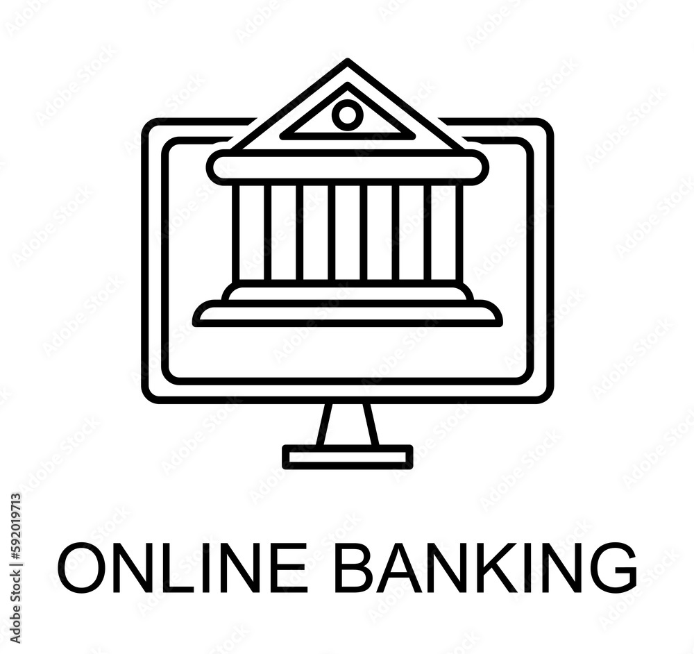 Canvas Prints online banking outline icon illustration on transparent background