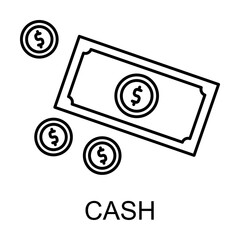 cash outline icon illustration on transparent background