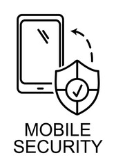 mobile security outline icon illustration on transparent background