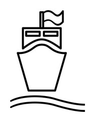 ship in front outline icon illustration on transparent background