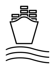 ship with containers front view outline icon illustration on transparent background