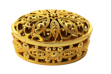 christmas golden jewelry gift box isolated clear background