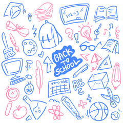 손으로 그린 학교 일러스트 세트