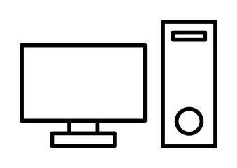 a computer outline icon illustration on transparent background