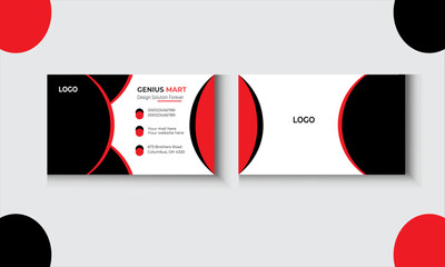 Professional creative minimalist black and red color variation modern corporate business card design template. 