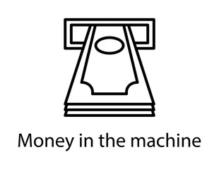 money in ATM icon illustration on transparent background