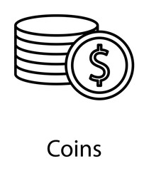 dollar coins icon illustration on transparent background