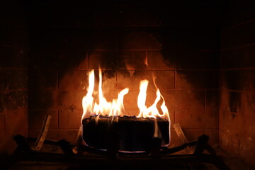 fire in fireplace