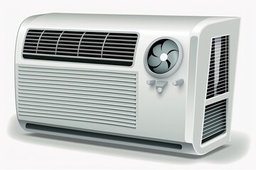 modern air conditioning unit on a clean white floor. Generative AI