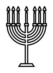 Fototapeta na wymiar Hebrew candles outline icon illustration on transparent background