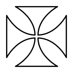 Maltese cross outline icon illustration on transparent background