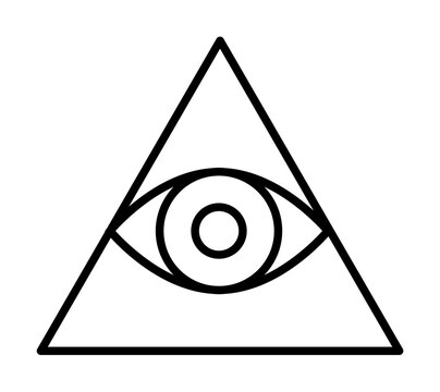 eye in the pyramid outline icon illustration on transparent background