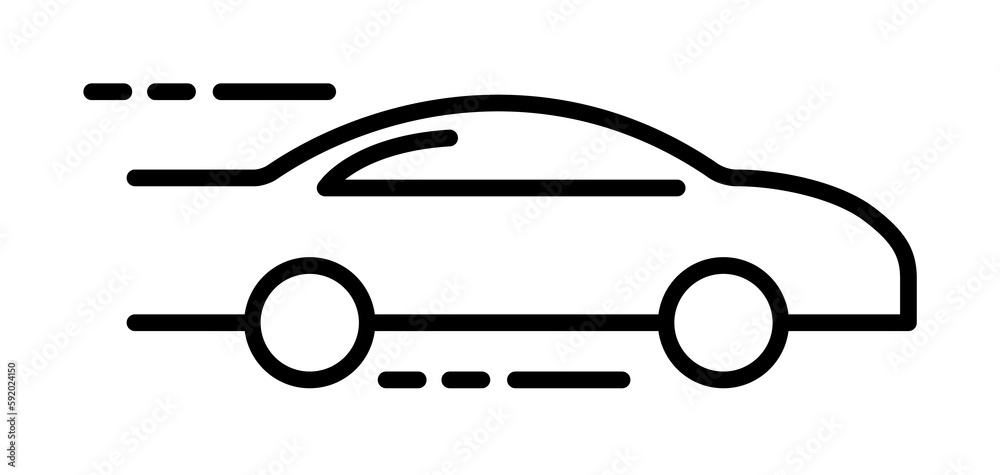 Sticker car at speed icon illustration on transparent background