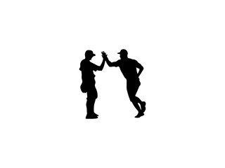 Fototapeta na wymiar silhouette of a man. Two baseball player standing together and showing hand side. Two baseball player vector art, icons, and vector images. Two baseball player silhouette collection.