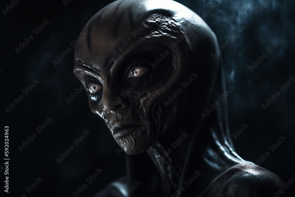 Canvas Prints dark alien humanoid portrait. generative ai
