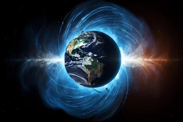 Foto op Canvas Earth's magnetic field in outer space. Generative AI © Pixel Matrix