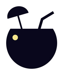 tropical cocktail icon illustration on transparent background