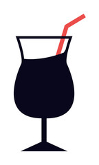 cocktail with straw icon illustration on transparent background