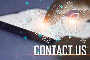 Contact us or our customer support hotline where people connect. and touch the contact icon on the virtual screen.