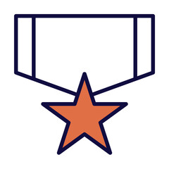 military star medal icon illustration on transparent background