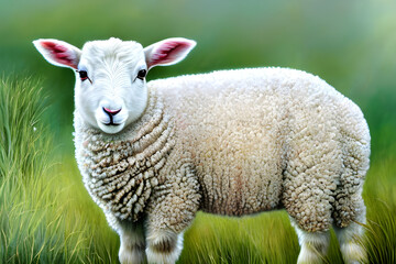 Fototapeta premium Lamb in a field Generative Art