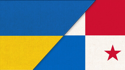 Flags of Ukraine and Panama. Illustration of two Flags Together. National symbols