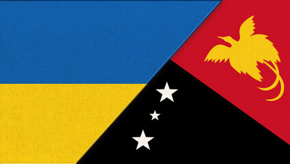 Flags of Ukraine and Papua New Guinea. Illustration of two Flags Together