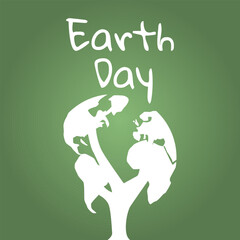 A tree with a crown in the shape of the Earth continents. Concept for Earth Day, ecology, care for the environment. Vector illustration.