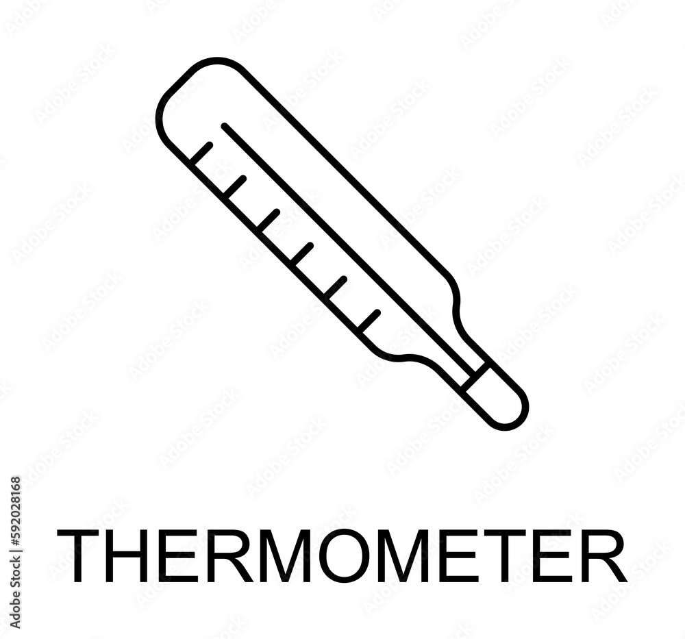 Poster thermometer line icon illustration on transparent background