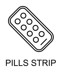 pills strip line icon illustration on transparent background