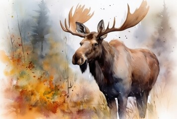 moose in the woods. generative ai