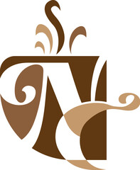 NC Letter coffee shop logo design Company Concept