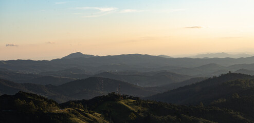 Beautiful sunset seen from Vista Chinesa in Campos do Jordão in São Paulo, Brazil.	