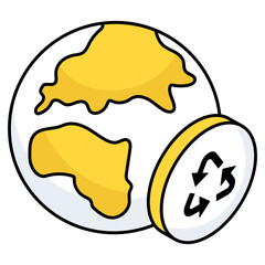 Conceptual flat design icon of global recycling 