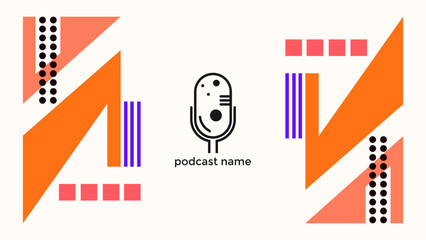 ABSTRACT TEMPLATE PODCAST MICROPHONE FLAT COLOR LIQUID DESIGN BACKGROUND VECTOR. GOOD FOR COVER DESIGN, BANNER, WEB,SOCIAL MEDIA