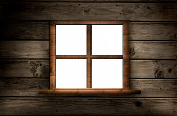 Obraz na płótnie Canvas Window in wooden room