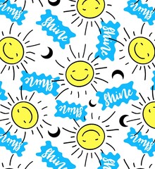 Bright sun seamless cute colorful verry hot