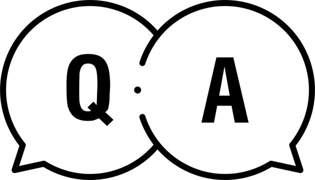 Question and answers concept illustration template with big circle speech bubbles with QA letters - qustions and answers section icon, header image