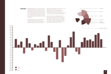 Business interface with graphs and data