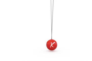 Rolgordijnen Digital composite image of red newtons cradle with alphabet x © vectorfusionart