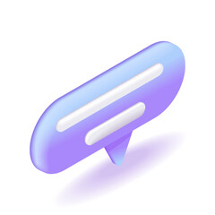 3D Isometric. Cartoon icons, Violet blue Speech Bubble for text. Social media chatting. Chat message. Notification concept. Vector illustration