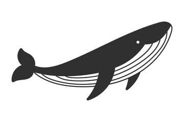 Black and white whale silhouette vector illustration