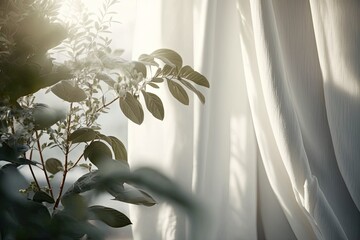 house plant by a sunlit window. Generative AI