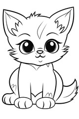 kitten portrait black and white illustration