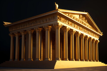 Golden Roman pantheon. Temple of all gods. Ai generation