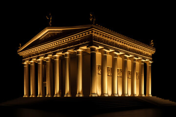 Golden Roman pantheon. Temple of all gods. Ai generation